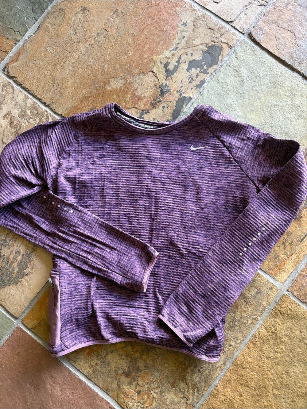 Nike Women's Purple Heathered Long-Sleeve Crew Performance Top